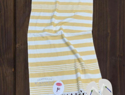 Полотенце махровое хлопковое с бахромой KARVEN H3278 ПЕШТЕМАЛЬ V1 желтое 100х200