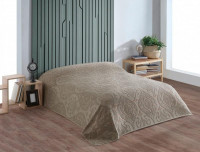 Плед из хлопка махровый KARVEN P962 CORNELY V4 темно-бежевый 160х220
