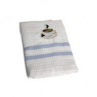 Набор кухонных полотенец вафельных хлопковых KARVEN HM779 ЧАШКА КОФЕ V3 голубой 50х75 (12шт)