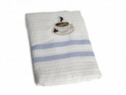 Набор кухонных полотенец вафельных хлопковых KARVEN HM779 ЧАШКА КОФЕ V3 голубой 50х75 (12шт)