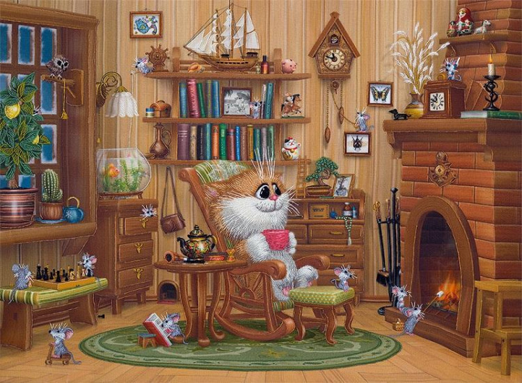 Набор для вышивания PANNA Живая картина JK-2090 У КАМИНА 40х30