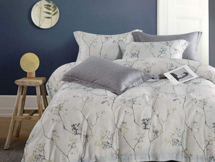 Постельное белье из тенсела люкс с простыней на резинке 160х200 ASABELLA 2095-6/160 50х70 (2шт) и 70х70 (2шт) евро