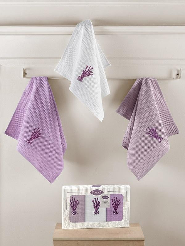 Комплект вафельных хлопковых полотенец KARNA FREZYA V1 40х60 (3шт)