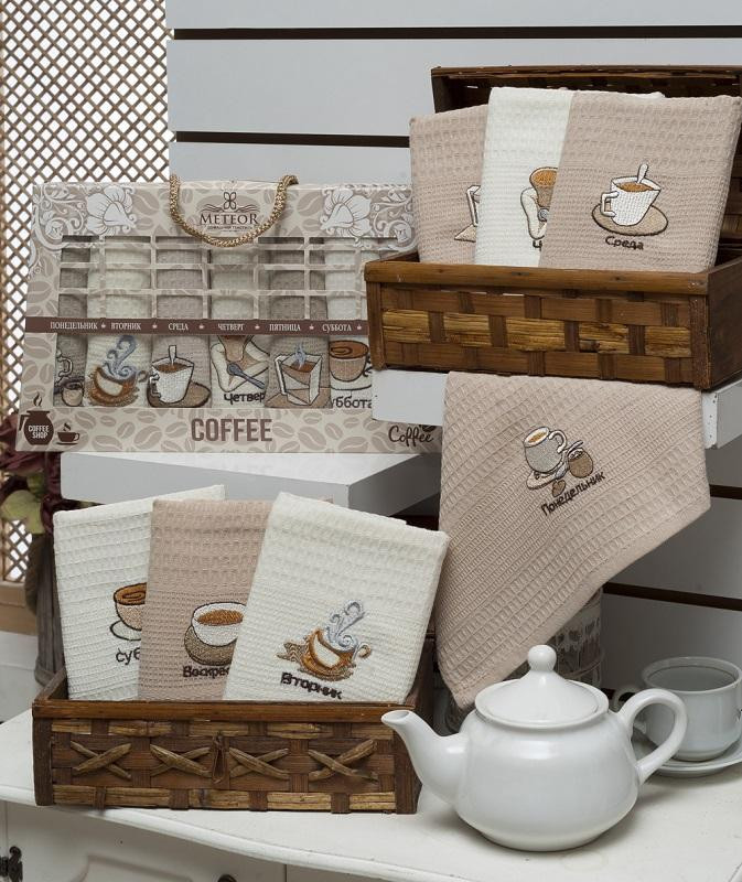 Набор кухонных полотенец КОФЕ НЕДЕЛЬКА 40х60 (7шт)