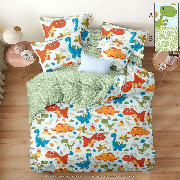 Постельное белье для малышей из поплина АЛЬВИТЕК ПДA-10-006 ДИНОЗАВРИКИ