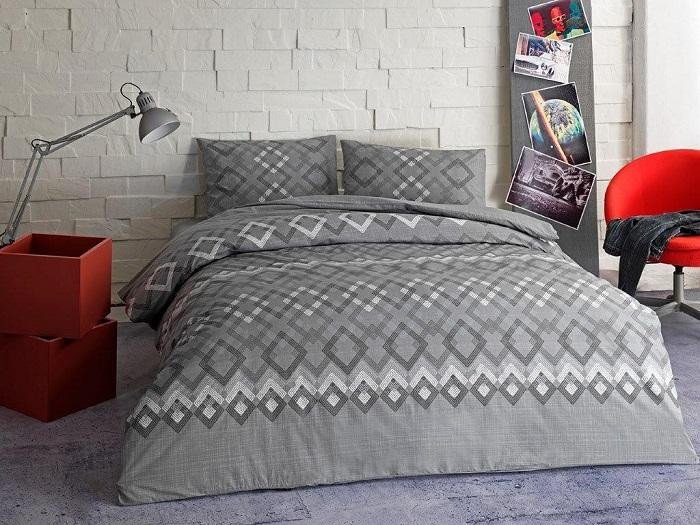 Подростковое постельное белье из ранфорса TAC GENC MODASI JUNO серое