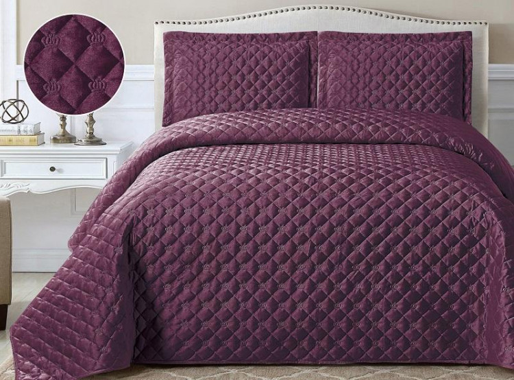 Покрывало с наволочками тонкое из велюра TANGO FRENCH CROWN FC-09 240х260