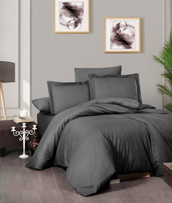 Постельное белье из сатина де люкс KARVEN N044 CHACKERS ANTRACI 50х70 (2шт), 70х70 (2шт) евро