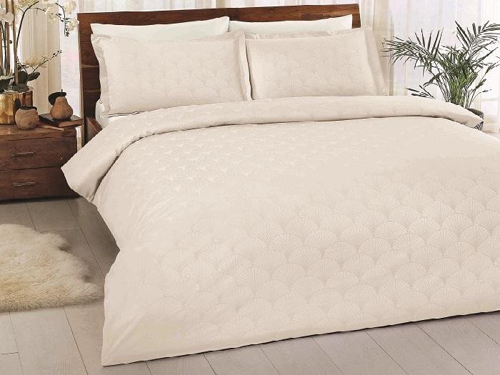 Постельное белье из LUX жаккарда в PVC TAC CROSS кремовое евро