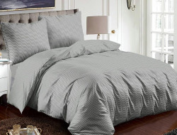 Постельное белье из микросатина TANGO серый зигзаг 50х70 (2шт) 2-спальное