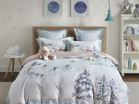 Постельное белье фланелевое из тенсела ASABELLA Серебряные коньки 50х70 (2шт), 70х70 (2шт) евро