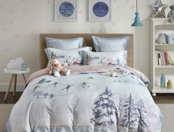 Постельное белье фланелевое из тенсела ASABELLA Серебряные коньки 50х70 (2шт), 70х70 (2шт) евро