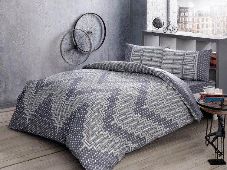 Подростковое постельное белье из ранфорса TAC GENC MODASI LEE серое