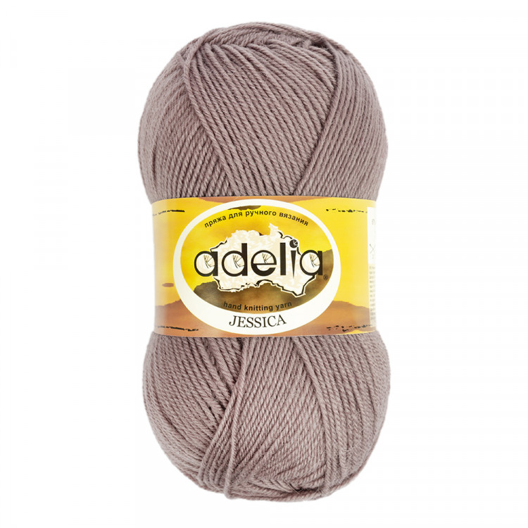 Пряжа ADELIA JESSICA №28 серо-коричневая 67% шерсть, 33% полиэстер, 5 шт х 100 гр, 260 м +/- 10 м