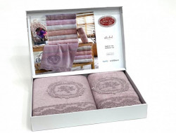 Набор полотенец махровых бамбуковых в коробке KARVEN HS1588 REINA лиловый 50х90 (1шт), 70х140 (1шт)
