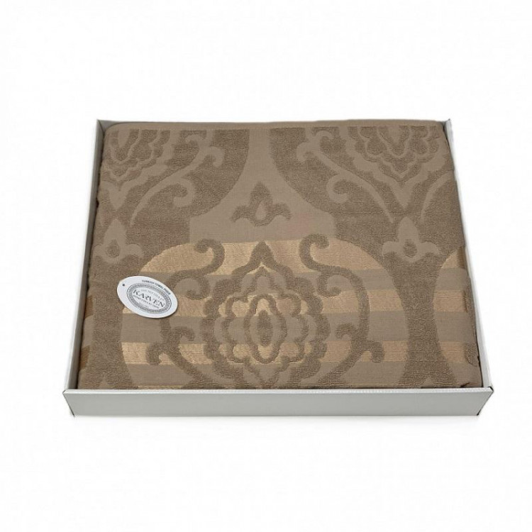 Плед из хлопка махровый KARVEN P962 CORNELY V3 бежевый 160х220