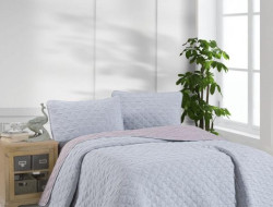 Покрывало тонкое из хлопка и микрофибры KARVEN Y836 MUSLIN BAKLAVA V1 сиреневое 160х240 с наволочкой 50х70