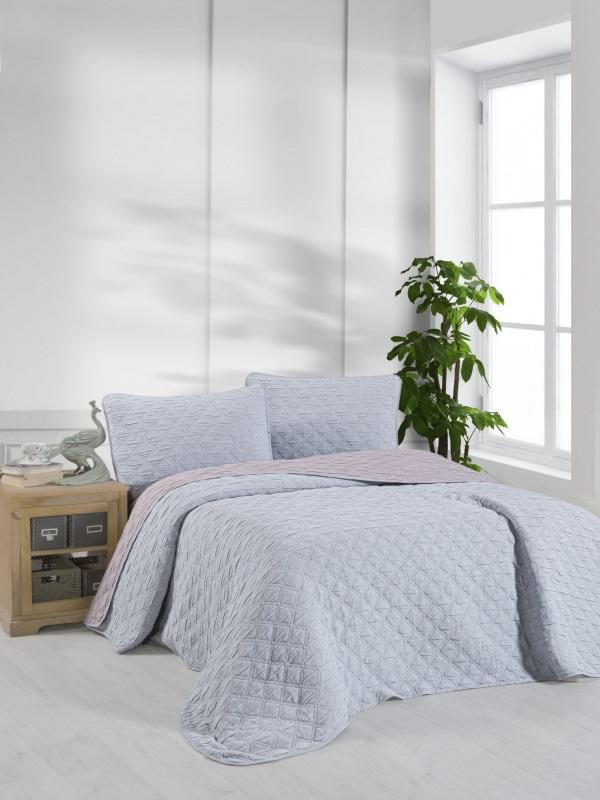 Покрывало тонкое из хлопка и микрофибры KARVEN Y836 MUSLIN BAKLAVA V1 сиреневое 160х240 с наволочкой 50х70