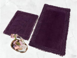 Набор ковриков для ванной хлопковый с бахромой KARVEN KV425 K.M.DUZ фиолетовый 50х60 (1шт), 60х100 (1шт)