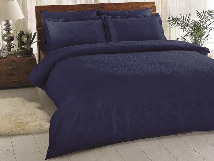 Постельное белье из LUX жаккарда в PVC TAC VISION синее евро