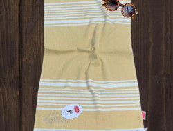 Полотенце махровое хлопковое с бахромой KARVEN H3275 ПЕШТЕМАЛЬ V2 желтое 50х100