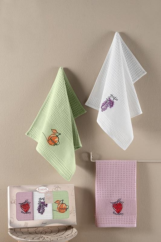 Комплект вафельных хлопковых полотенец KARNA ROKKO V2 40х60 (3шт)