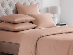 Простыня на резинке из сатина SAILID SL-16-160 персиковая 160х200х25