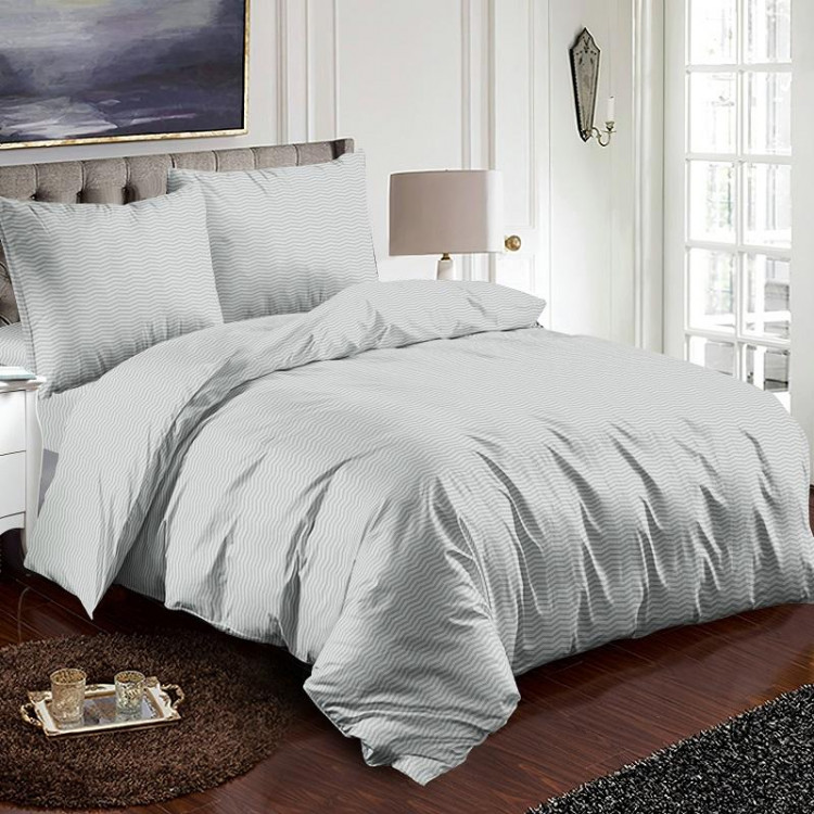 Постельное белье из микросатина TANGO белый зигзаг 50х70 (2шт) 2-спальное