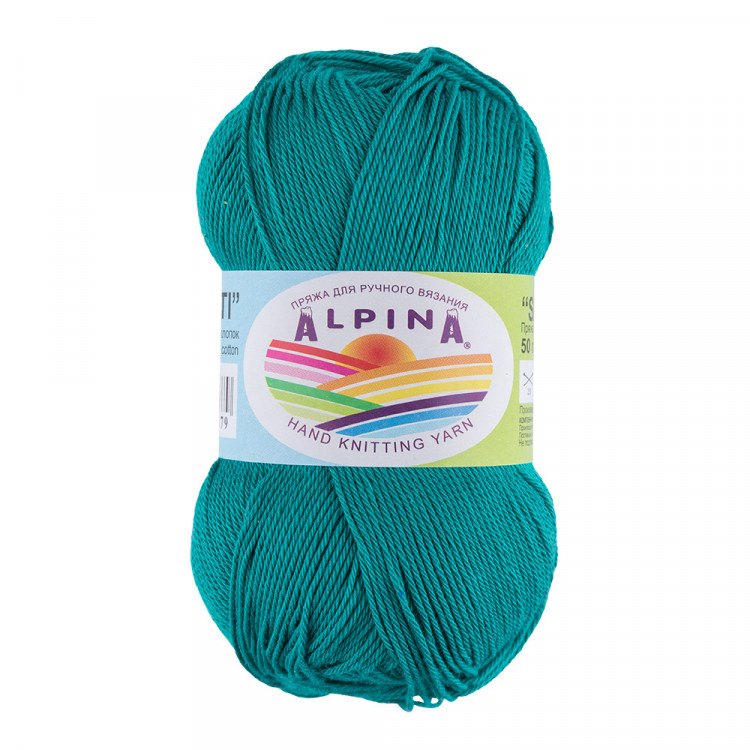 Пряжа ALPINA SATI №343 бирюзовая 100% мерсеризованный хлопок 10 шт х 50 гр, 170 м +/- 10 м
