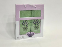 Набор полотенец махровых хлопковых KARVEN HS1610 LAVANTA KELEBEK V10 зеленый 50х90 (1шт), 70х140 (1шт)