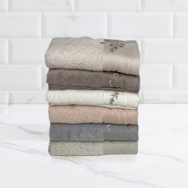 Набор полотенец махровых хлопковых с вышивкой KARVEN ELIT H7000 GONCA 50х90 (6шт)