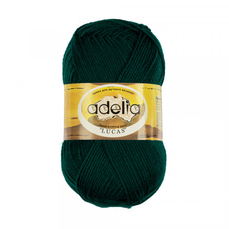 Пряжа ADELIA LUCAS №20 темно-зеленая 70% шерсть, 30% акрил, 5 шт х 100 гр, 218 м +/- 10 м