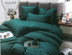 Постельное белье из страйп-сатина ПАНДОРА изумруд 1,5-спальное