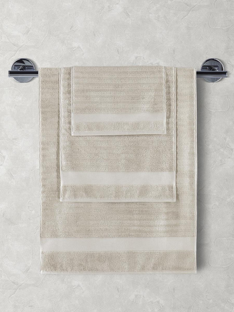 Полотенце хлопковое махровое плотное KARNA FLOW бежевое 70х140