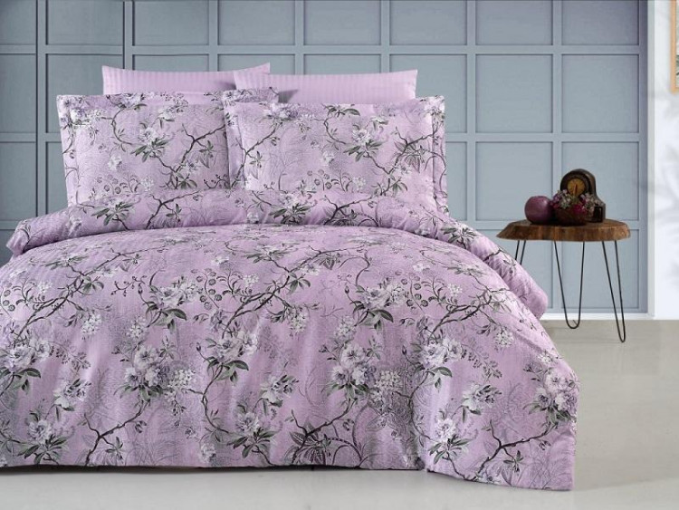 Постельное белье из страйп сатина с цветным принтом KARVEN N250-SB015 50х70 (2шт), 70х70 (2шт) евро