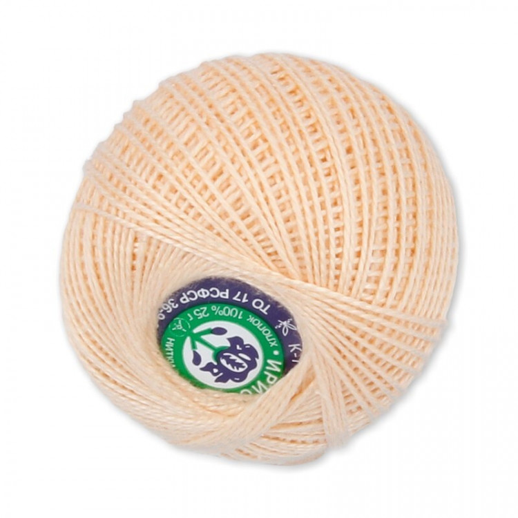 Пряжа СПБ ИРИС №0602 розово-кремовая 100% мерсеризованный хлопок 20 шт х 25 гр, 150 м