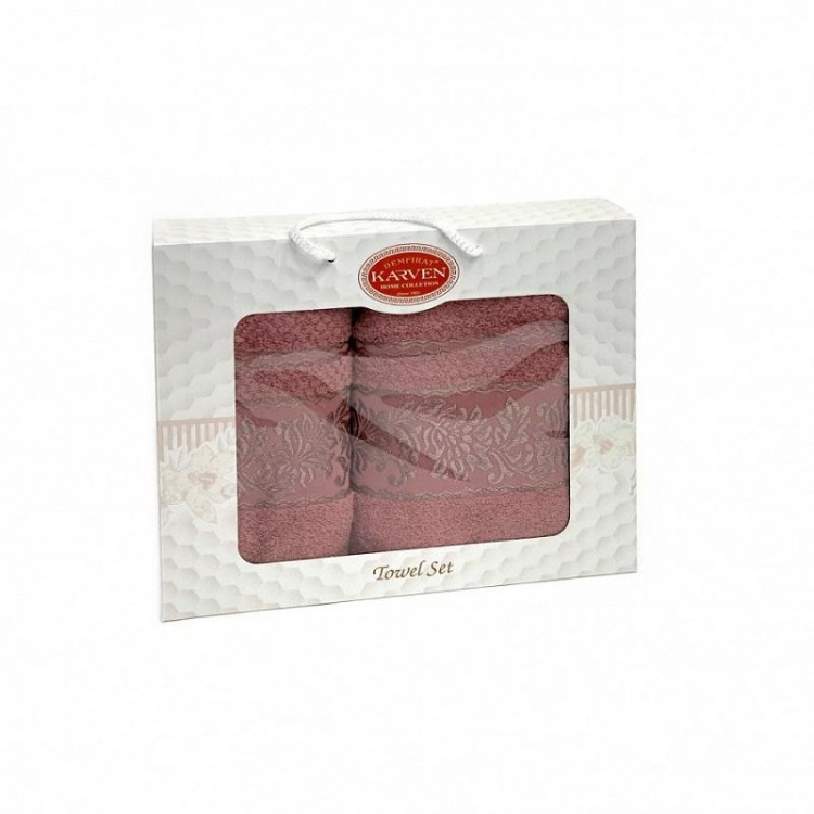 Набор полотенец махровых хлопковых KARVEN HS1691 SUMBUL V3 сухая роза 50х90 (1шт), 70х140 (1шт)