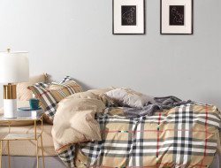 Постельное белье из твил-сатина TANGO бежевая клетка 70х70 (2шт) 2-спальное