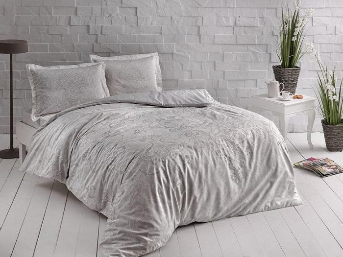 Постельное белье сатиновое TAC HAPPY DAY CASTILLO кремовое евро