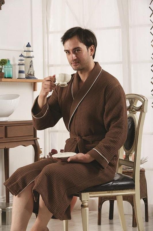 Халат мужской вафельный KARNA ALERON коричневый XXL