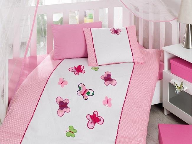 Постельное белье для малышей с аппликацией COTTON BOX БАБОЧКИ 35х75 (2шт)