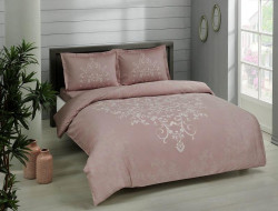 Постельное белье сатиновое TAC HAPPY DAY ANISSA сухая роза евро
