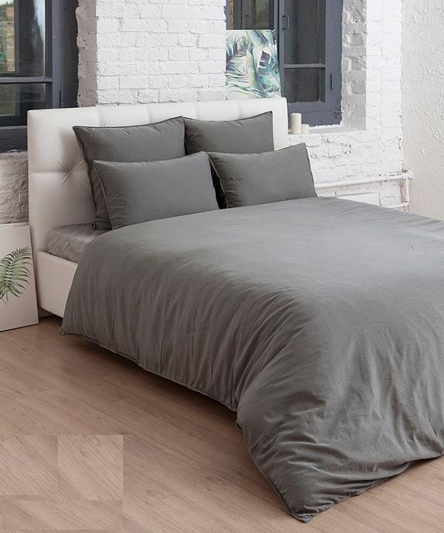 Постельное белье из сатина BOVI 06364 SOFT SATEEN серо-зеленое 1,5-спальное