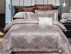 Постельное белье из жаккарда с оборкой KARVEN N005-634 50х70 (2шт), 70х70 (2шт) семейное