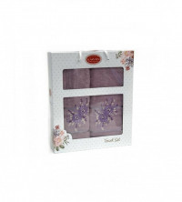 Набор полотенец махровых хлопковых KARVEN HS1618 PAPATYA V5 сиреневый 50х90 (1шт), 70х140 (1шт)