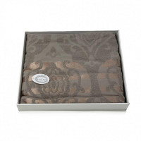 Плед из хлопка махровый KARVEN P963 CORNELY V5 серо-бежевый 220х240