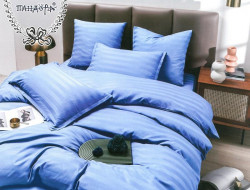 Постельное белье из страйп-сатина ПАНДОРА голубое 1,5-спальное