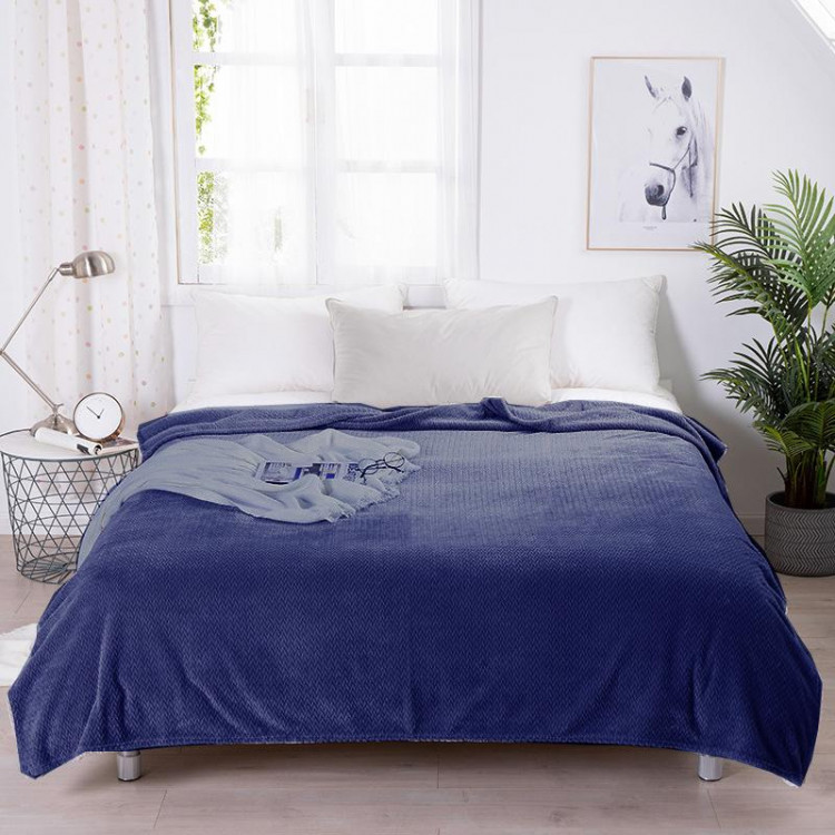 Плед однотонный из микрофибры TANGO SPIGA SP-14 синий 200х220