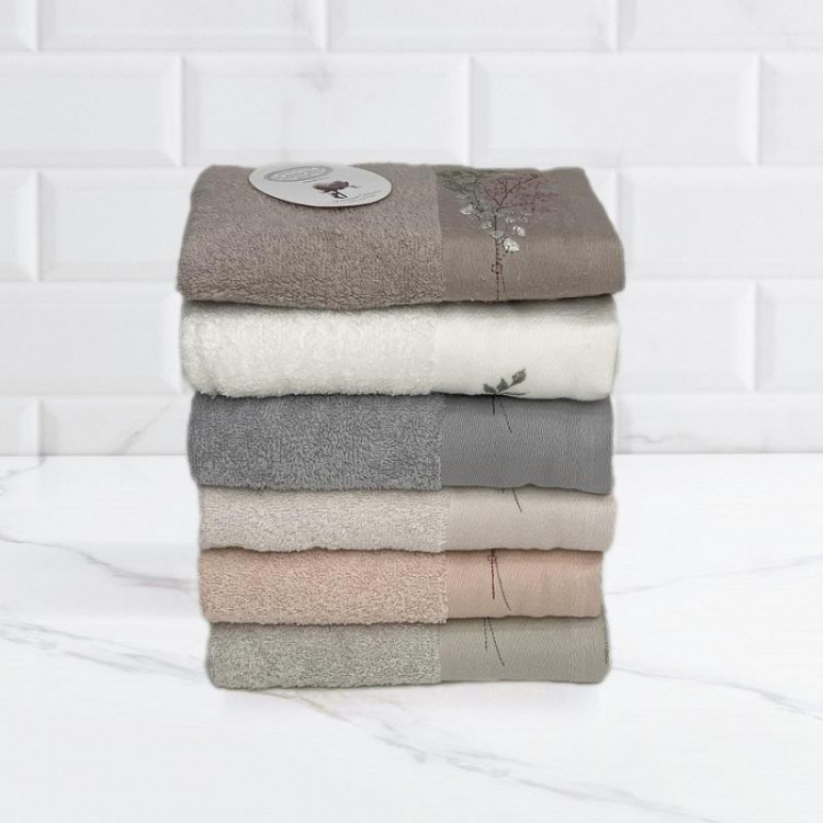 Набор полотенец махровых хлопковых с вышивкой KARVEN ELIT H7000 SOGUT 50х90 (6шт)