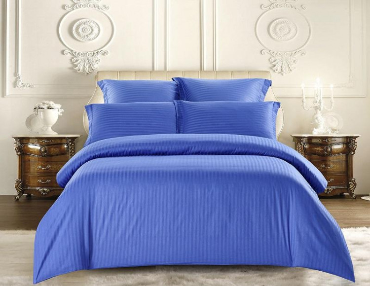 Постельное белье из страйп-сатина TANGO COLOR STRIPE CST-12 синее 1,5-спальное